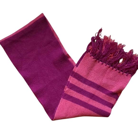 Vintage American Eagle Red Pink Maroon Stripe Lambswool Scarf y2k - Picture 1 of 2